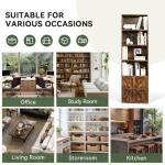Nordivale Tall 6-Tier Brown Bookcase with Doors