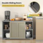 Stylish Grey Kitchen Buffet Cabinet with Sliding Doors