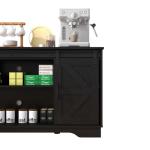 Black Wooden Sideboard with Sliding Barn Doors