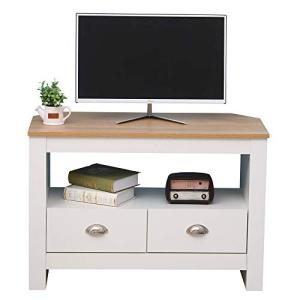 Modern White TV Unit with 2 Drawers