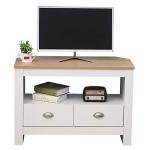 Modern White TV Unit with 2 Drawers