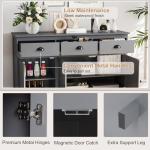 Modern Grey Sideboard Storage Cabinet with Drawers