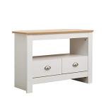 Modern White TV Unit with 2 Drawers