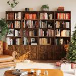 Nordivale Tall 6-Tier Brown Bookcase with Doors