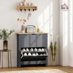 HOMCOM Space-Saving Shoe Cabinet with 2 Flip Drawers