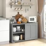 Stylish Grey Kitchen Buffet Cabinet with Sliding Doors