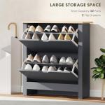 HOMCOM Space-Saving Shoe Cabinet with 2 Flip Drawers
