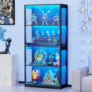 Glass Door Display Cabinet with Color Lights