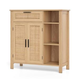 Wooden Buffet Sideboard with Rattan Doors