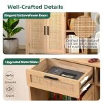 Wooden Buffet Sideboard with Rattan Doors