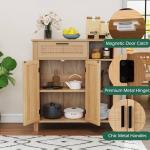 Wooden Buffet Sideboard with Rattan Doors