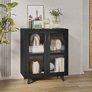Stylish Black Wood Kitchen Sideboard with Storage