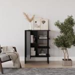 Stylish 60cm Wood and Steel Nightstand Storage