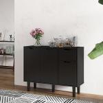 Stylish Black Wooden Sideboard with Storage Options