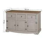 Grey 3-Door Pine Sideboard for Living Room
