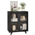 Stylish Black Wood Kitchen Sideboard with Storage