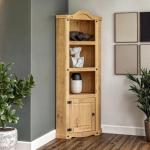 Mexican Solid Pine Corner Bookcase Display Unit