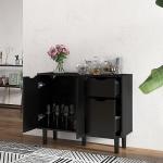 Stylish Black Wooden Sideboard with Storage Options