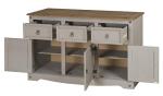 Grey 3-Door Pine Sideboard for Living Room