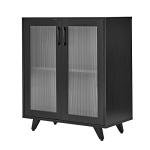 Stylish Black Wood Kitchen Sideboard with Storage