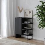 Stylish 60cm Wood and Steel Nightstand Storage