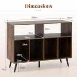 COSTWAY Rustic Record Player Stand with Shelves