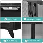 Stylish Black Wood Kitchen Sideboard with Storage