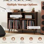 COSTWAY Rustic Record Player Stand with Shelves