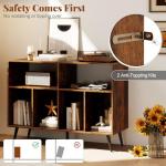 COSTWAY Rustic Record Player Stand with Shelves