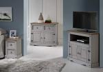 Grey 3-Door Pine Sideboard for Living Room