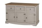 Grey 3-Door Pine Sideboard for Living Room