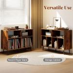 COSTWAY Rustic Record Player Stand with Shelves