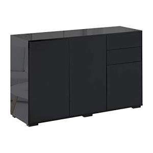 High Gloss Black Sideboard with Push-Open Drawers
