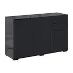 High Gloss Black Sideboard with Push-Open Drawers