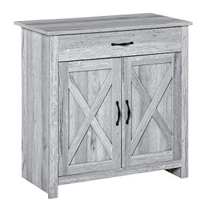 Grey Grain Barn Door Storage Cabinet for Living Room