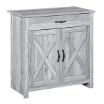 Grey Grain Barn Door Storage Cabinet for Living Room