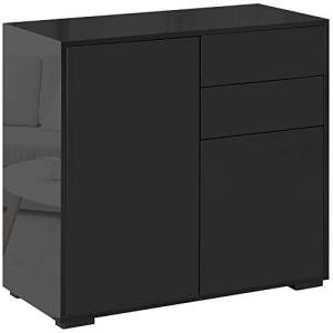 Sleek Black Sideboard with Push-Open Drawers