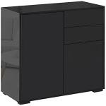 Sleek Black Sideboard with Push-Open Drawers