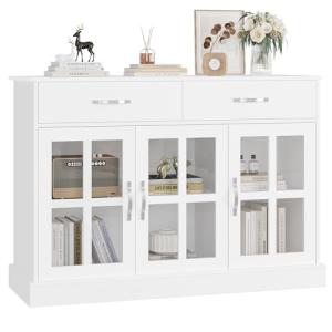 Stylish 120cm White Sideboard with Glass Doors