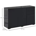 High Gloss Black Sideboard with Push-Open Drawers