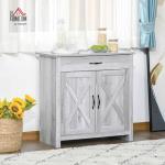Grey Grain Barn Door Storage Cabinet for Living Room