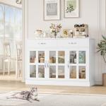 Stylish 120cm White Sideboard with Glass Doors