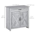 Grey Grain Barn Door Storage Cabinet for Living Room