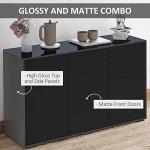 High Gloss Black Sideboard with Push-Open Drawers