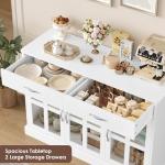 Stylish 120cm White Sideboard with Glass Doors