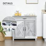 Grey Grain Barn Door Storage Cabinet for Living Room