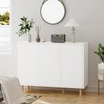 White Sideboard Storage Cabinet with Adjustable Shelves