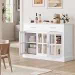 Stylish 120cm White Sideboard with Glass Doors