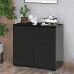 Sleek Black Sideboard with Push-Open Drawers