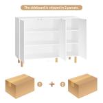 White Sideboard Storage Cabinet with Adjustable Shelves